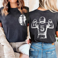 Personalized Football Shirt, Custom Name Football Shirt, Quarterback Silhouette Tee, Front Back
