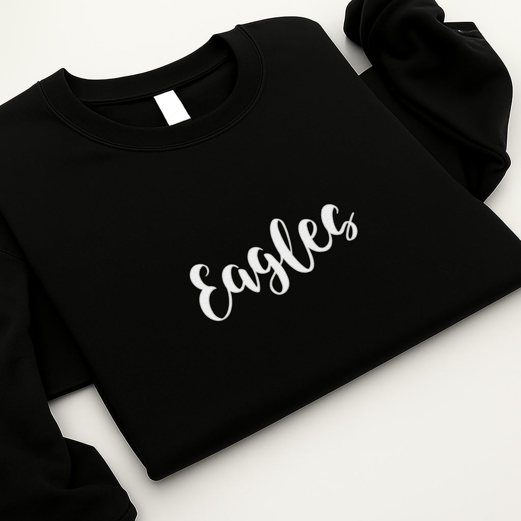 Custom Embroidered Team Name Hoodie, School Mascot Sweatshirt, Personalized Mascot Shirt, Custom Spirit Wear Long Sleeve Shirt