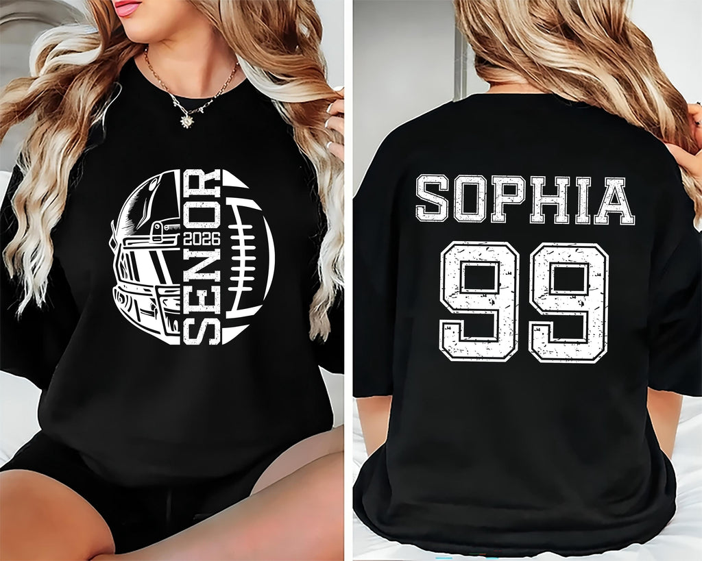 Custom Football Senior 2026 Sweatshirt, Personalized Football Senior Shirt, Football Season Sweatshirt, Front Back