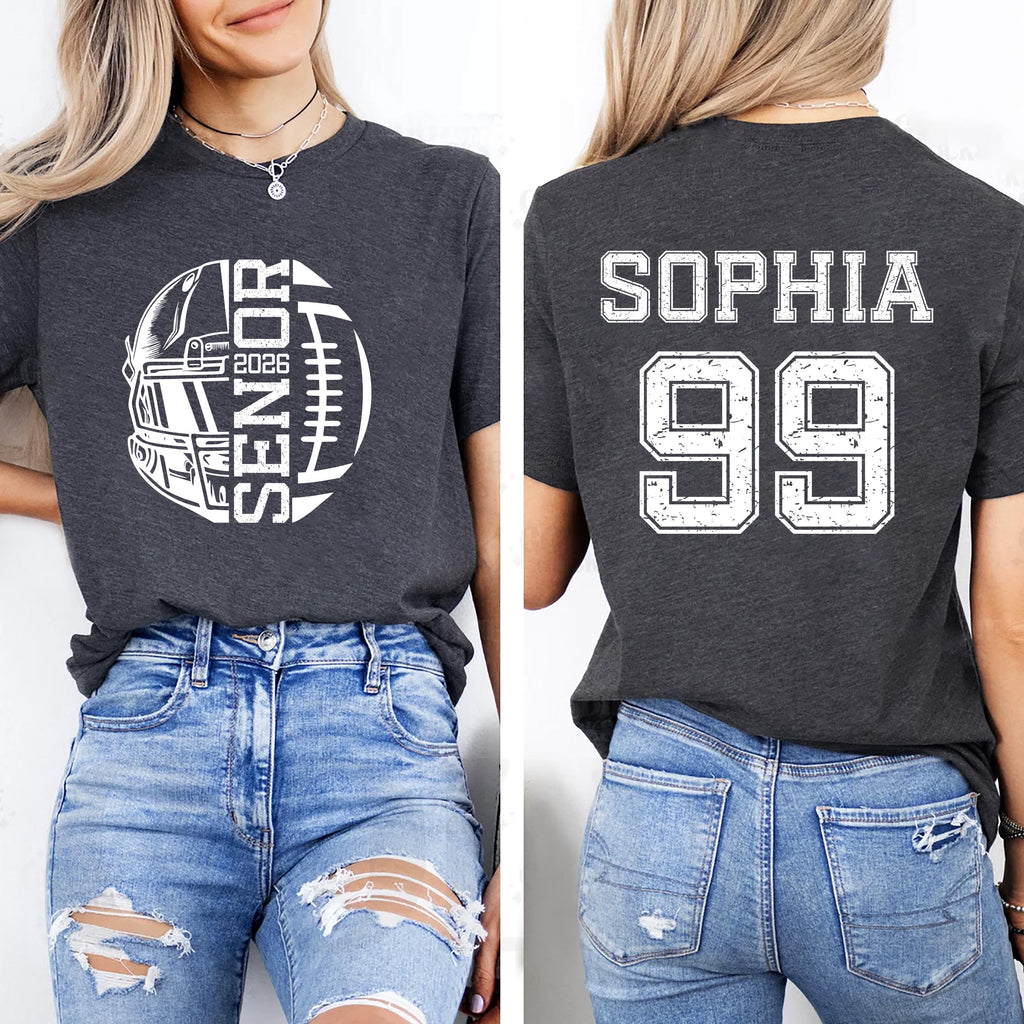 Custom Football Senior 2026 Sweatshirt, Personalized Football Senior Shirt, Football Season Sweatshirt, Front Back