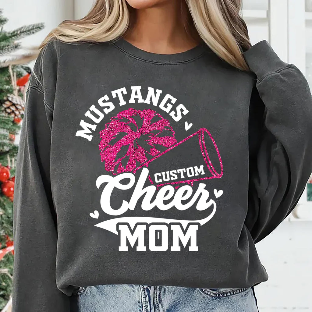 Cheer Mom Sweatshirt, Custom Cheer Shirt, Unisex Custom Name Sweatshirt