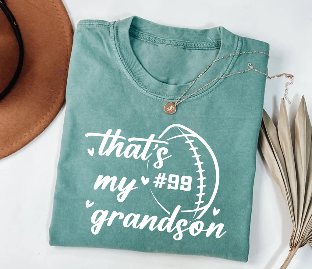 Custom Football Shirt, That’s My Grandson Gift for Grandma Shirt, Personalized Football Season Grandma Tee