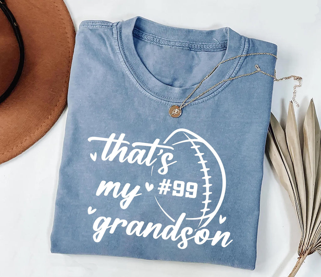 Custom Football Shirt, That’s My Grandson Gift for Grandma Shirt, Personalized Football Season Grandma Tee