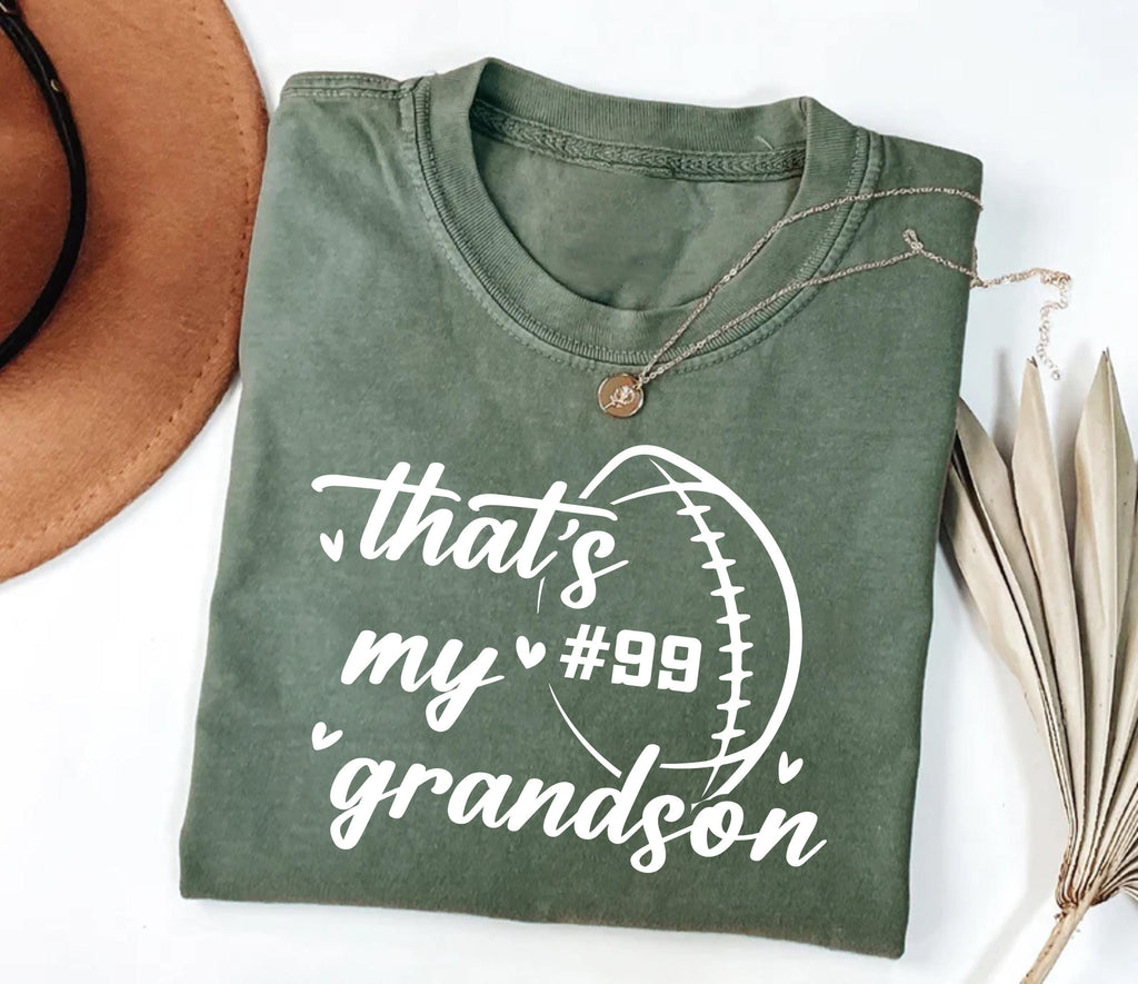 Custom Football Shirt, That’s My Grandson Gift for Grandma Shirt, Personalized Football Season Grandma Tee
