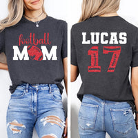 Custom Football Mom Shirt, Name and Number Football Shirt, Personalized Football Mom Tee, Front Back
