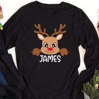 Reindeer Family Christmas Shirt, Personalized Christmas Family Shirt, Custom Family Name Tea
