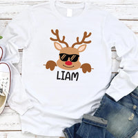 Reindeer Family Christmas Shirt, Personalized Christmas Family Shirt, Custom Family Name Tea