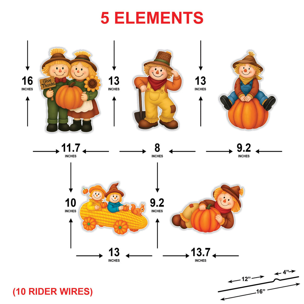 Scarecrow Yard Signs, Fall Harvest Thanksgiving Lawn Decorations with Stakes, Outdoor Autumn Pumpkin Garden Patio Pathway Décor