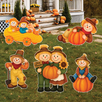 Scarecrow Yard Signs, Fall Harvest Thanksgiving Lawn Decorations with Stakes, Outdoor Autumn Pumpkin Garden Patio Pathway Décor