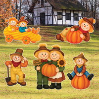 Scarecrow Yard Signs, Fall Harvest Thanksgiving Lawn Decorations with Stakes, Outdoor Autumn Pumpkin Garden Patio Pathway Décor