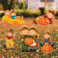 Scarecrow Yard Signs, Fall Harvest Thanksgiving Lawn Decorations with Stakes, Outdoor Autumn Pumpkin Garden Patio Pathway Décor