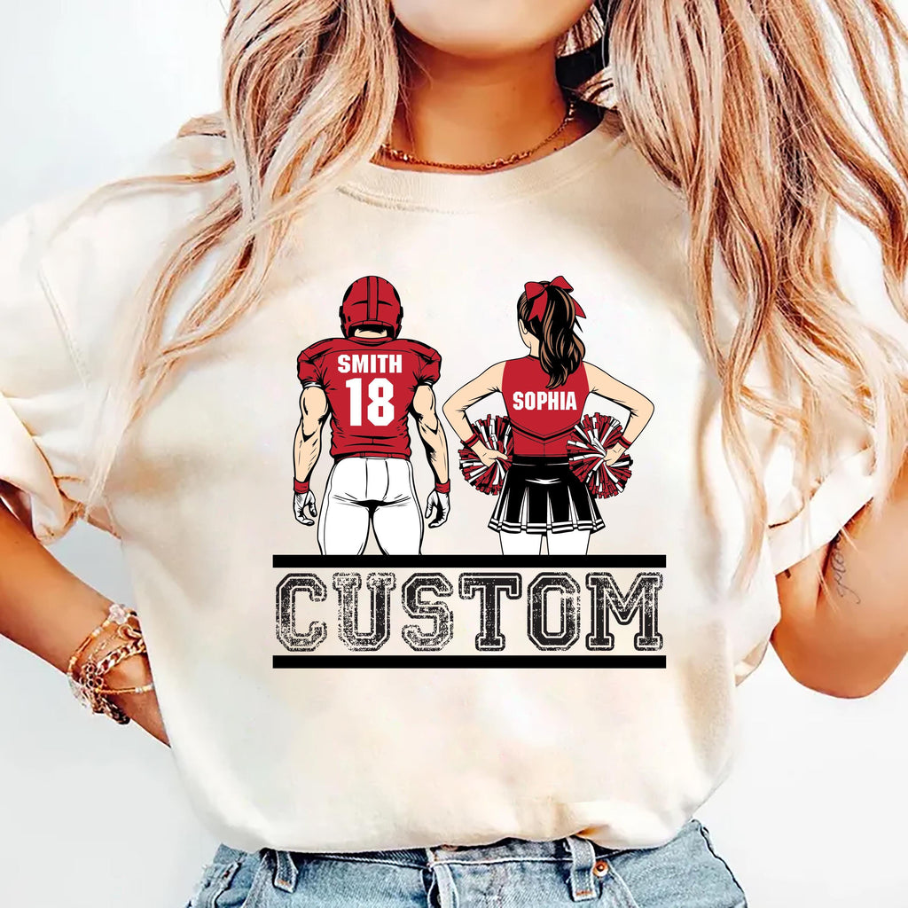 Cheer Football Shirt, Football and Cheer Mom Shirt, Custom Football Player and Cheerleader Tee