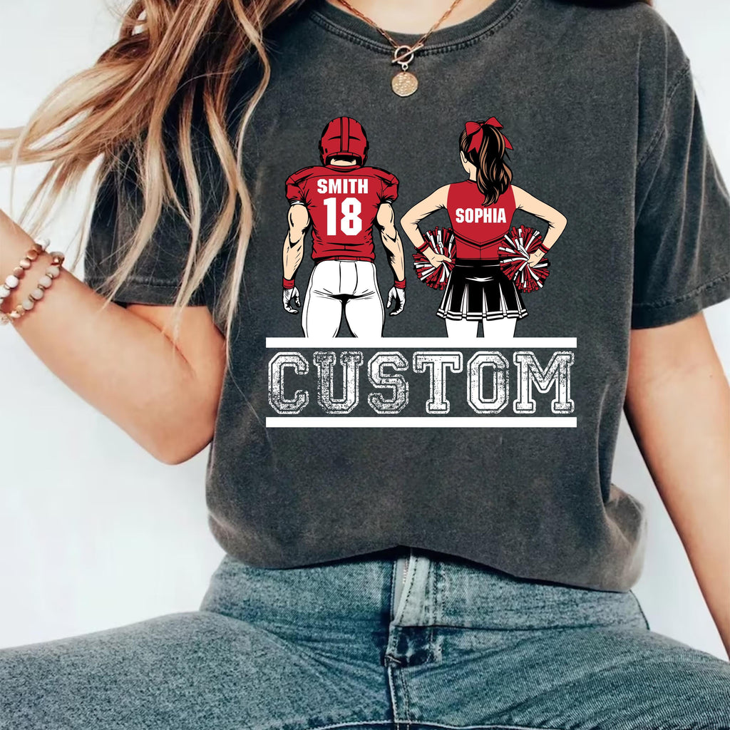Cheer Football Shirt, Football and Cheer Mom Shirt, Custom Football Player and Cheerleader Tee