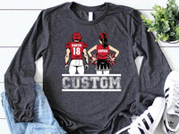 Cheer Football Long Sleeve Shirt, Football and Cheer Mom Shirt, Custom Football Player and Cheerleader Tee