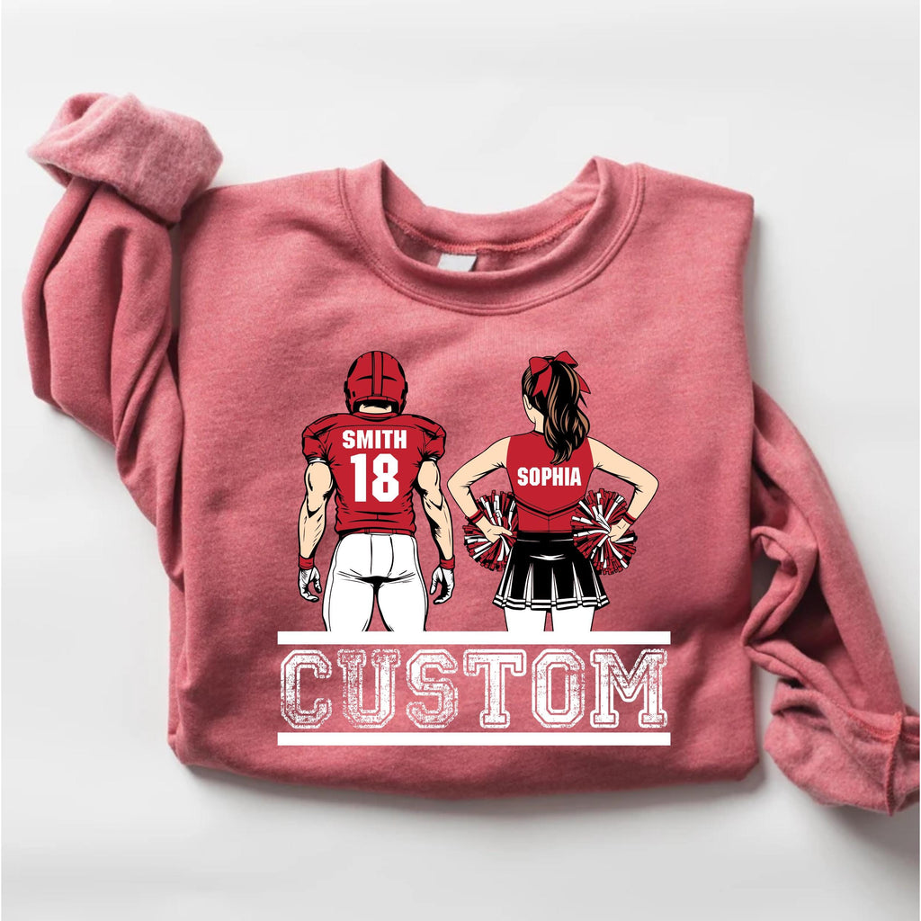 Cheer Football Sweatshirt, Football and Cheer Mom Shirt, Custom Football Player and Cheerleader Sweatshirt