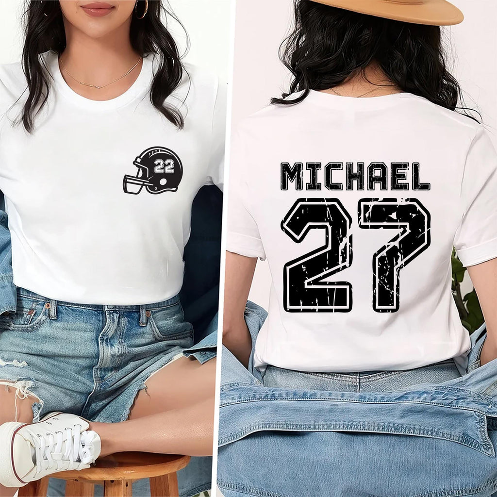 Custom Team Name and Number Football Shirt, Personalized Football Jersey Shirt, Custom Football Tee, School Varsity Team Tee, Front Back