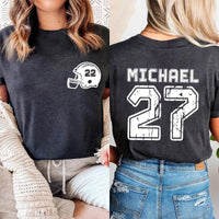 Custom Team Name and Number Football Shirt, Personalized Football Jersey Shirt, Custom Football Tee, School Varsity Team Tee, Front Back