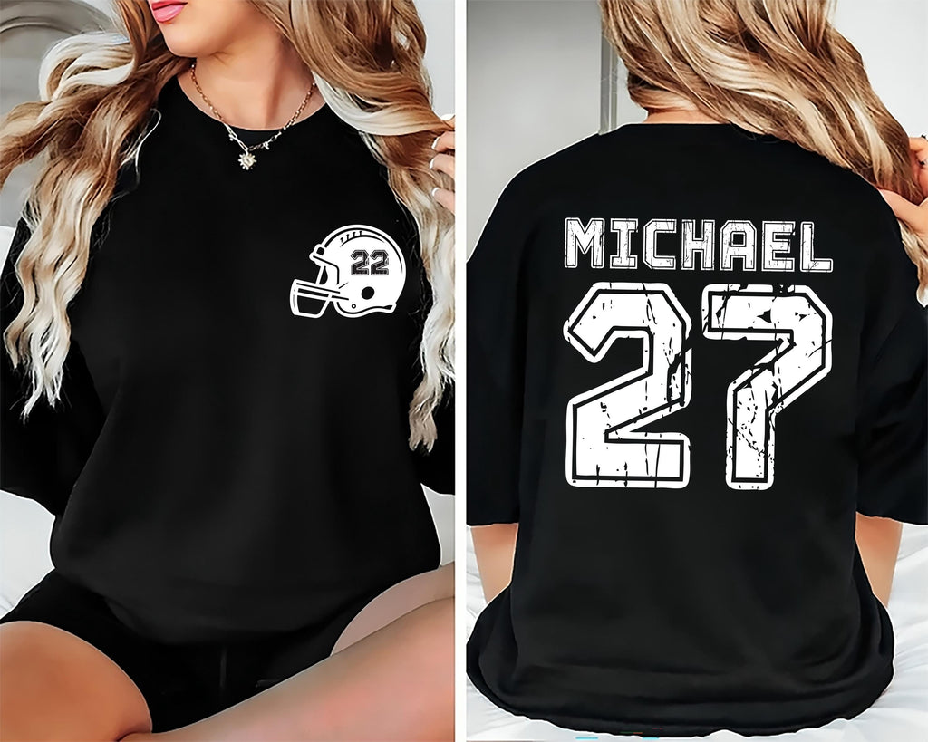 Custom Team Name and Number Football Shirt, Personalized Football Jersey Shirt, Custom Football Tee, School Varsity Team Tee, Front Back