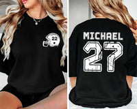 Custom Team Name and Number Football Shirt, Personalized Football Jersey Shirt, Custom Football Tee, School Varsity Team Tee, Front Back
