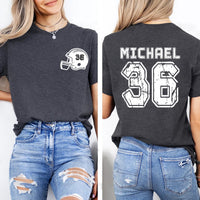 Custom Team Name and Number Football Shirt, Personalized Football Jersey Shirt, Custom Football Tee, School Varsity Team Tee, Front Back