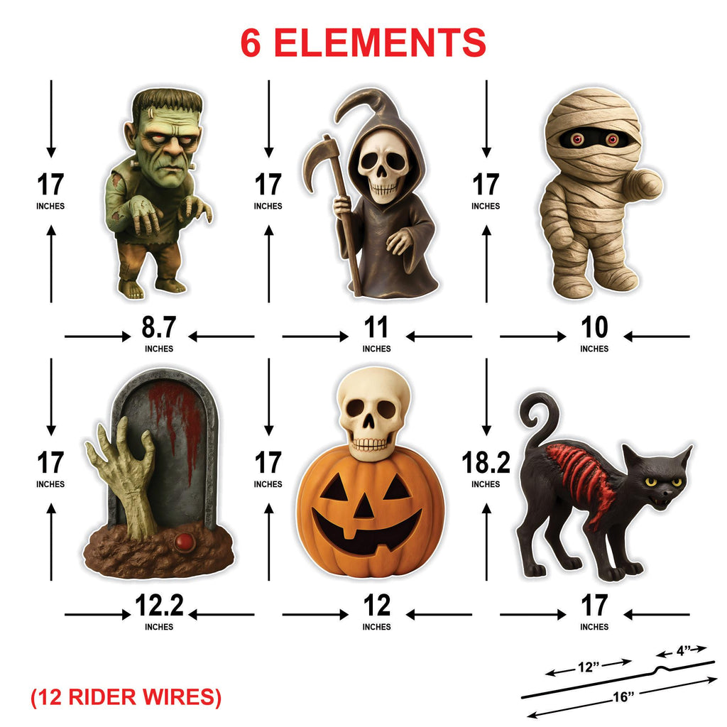 Halloween Yard Signs, Mummy Skeleton Pumpkin Cat Monster Lawn Decorations with Stakes, Large Scary Outdoor Haunted Garden Holiday Décor