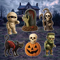 Halloween Yard Signs, Mummy Skeleton Pumpkin Cat Monster Lawn Decorations with Stakes, Large Scary Outdoor Haunted Garden Holiday Décor
