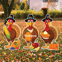 Thanksgiving Turkey Yard Signs, Harvest Outdoor Lawn Decorations with Stakes, Fall Gobble Garden Patio Pathway Holiday Décor for Home