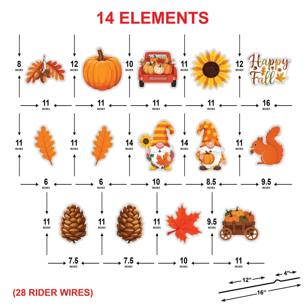 Fall Yard Signs, Autumn Harvest Lawn Decorations with Stakes, Pumpkin Gnome Sunflower Maple Leaf Outdoor Patio Garden Thanksgiving Décor