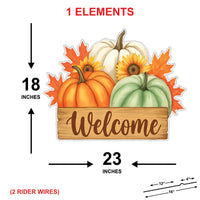 Fall Pumpkin Welcome Yard Sign, Autumn Harvest Lawn Decorations with Stakes, Rustic Sunflower Maple Leaf Outdoor Thanksgiving Porch Décor