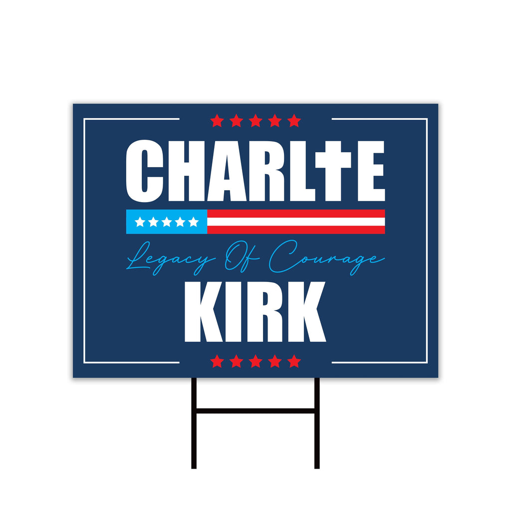 Justice for Charlie Yard Sign, A True Patriot Charlie Kirk Sign, Charlie Kirk Is My Hero Sign, Charlie Kirk Freedom Sign with Metal H-Stake