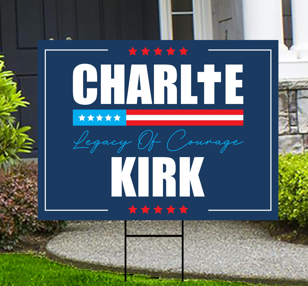 Justice for Charlie Yard Sign, A True Patriot Charlie Kirk Sign, Charlie Kirk Is My Hero Sign, Charlie Kirk Freedom Sign with Metal H-Stake