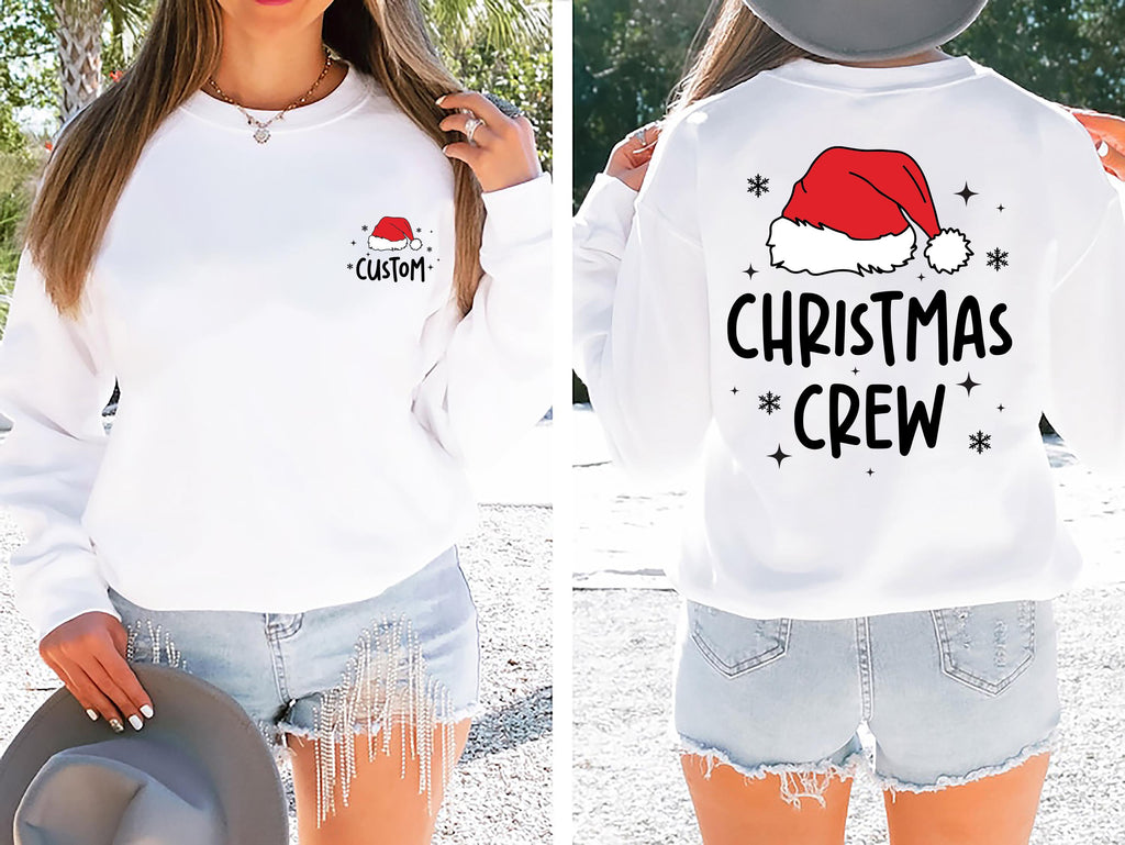 Custom Christmas Crew Sweatshirt, Personalized Christmas Party Shirt, Family Matching Sweatshirt, Front Back