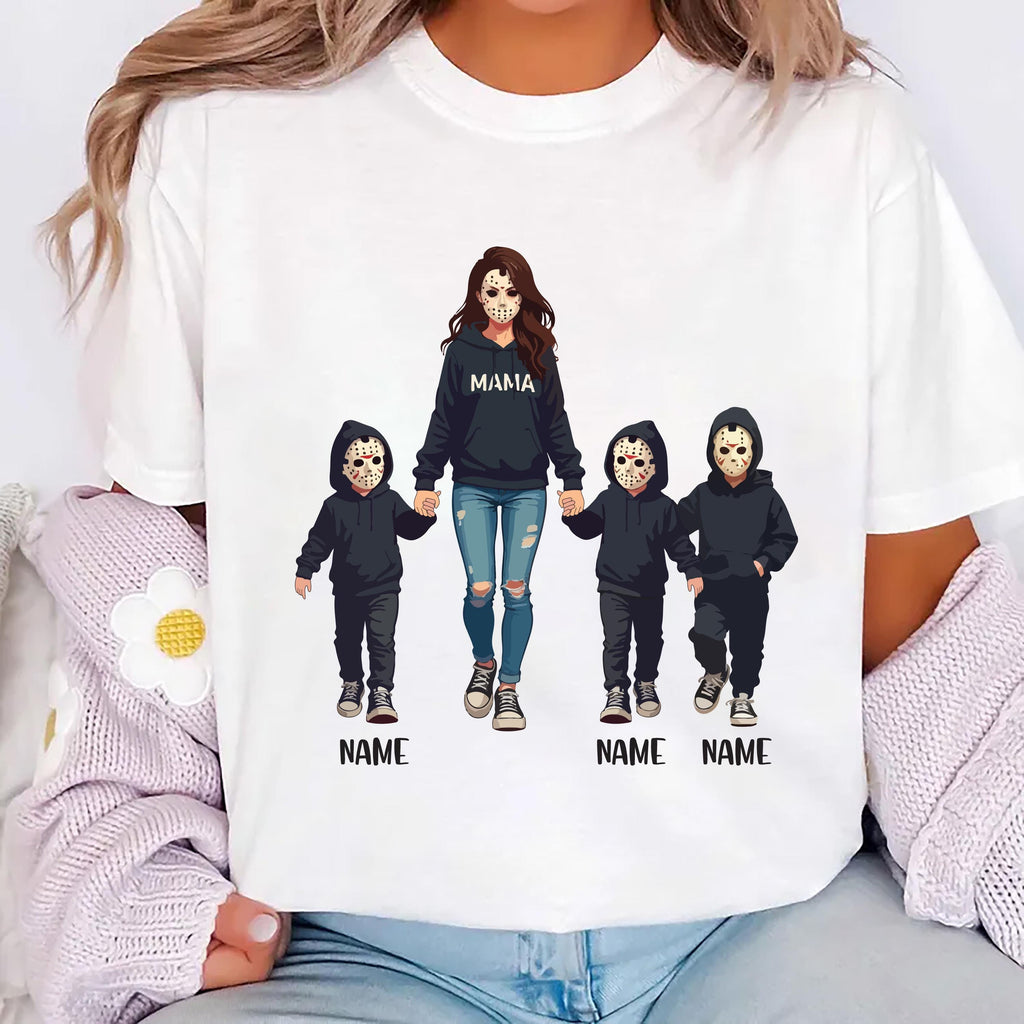 Halloween Horror Mama Shirt, Custom Kids Name Shirt, Custom Spooky Mama Tee