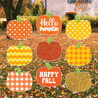 Fall Pumpkin Yard Signs, Autumn Harvest Lawn Decorations with Stakes, Happy Fall Outdoor Thanksgiving Patio Garden Pathway Décor