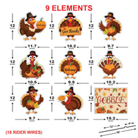 Thanksgiving Gobble Turkey Yard Signs, Fall Harvest Lawn Decorations with Stakes, Outdoor Give Thanks Pumpkin Autumn Garden Party Décor