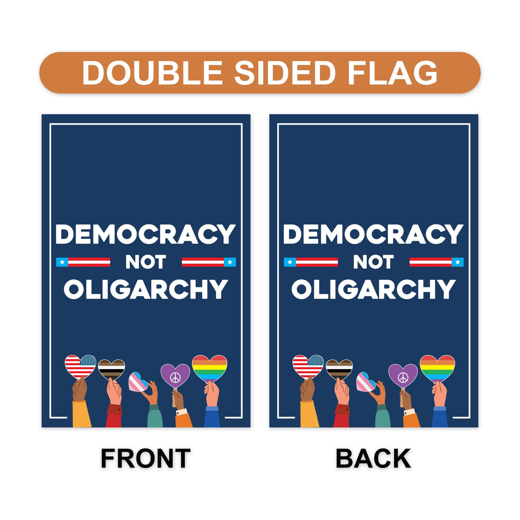 No Kings In America Garden Flag, 12x18 Inch Double Sided, Democracy Not Oligarchy, Anti-Trump Flag, Resist Racism Flag, Resist Fascism Flag