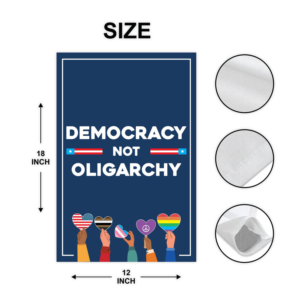 No Kings In America Garden Flag, 12x18 Inch Double Sided, Democracy Not Oligarchy, Anti-Trump Flag, Resist Racism Flag, Resist Fascism Flag