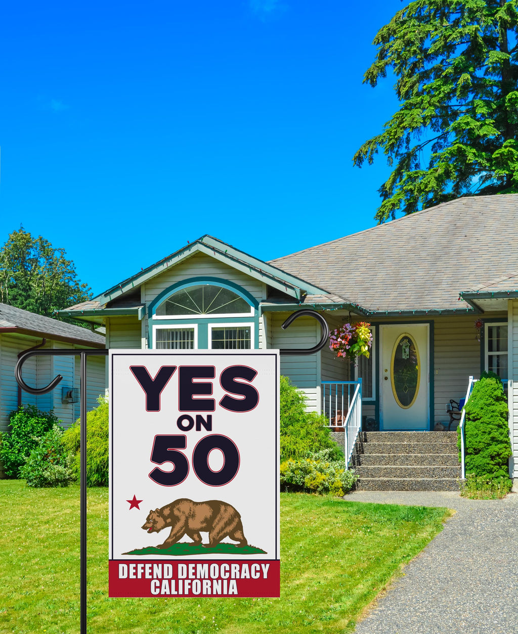 Yes on Prop 50 Garden Flag, Election Rigging Response Act Yard Flag, Anti-Gerrymandering California Flag, Political Outdoor Lawn Banner