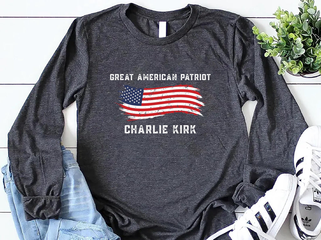 Justice for Charlie Long Sleeve Shirt, A True Patriot Charlie Kirk Shirt, Charlie Kirk Is My Hero Tee