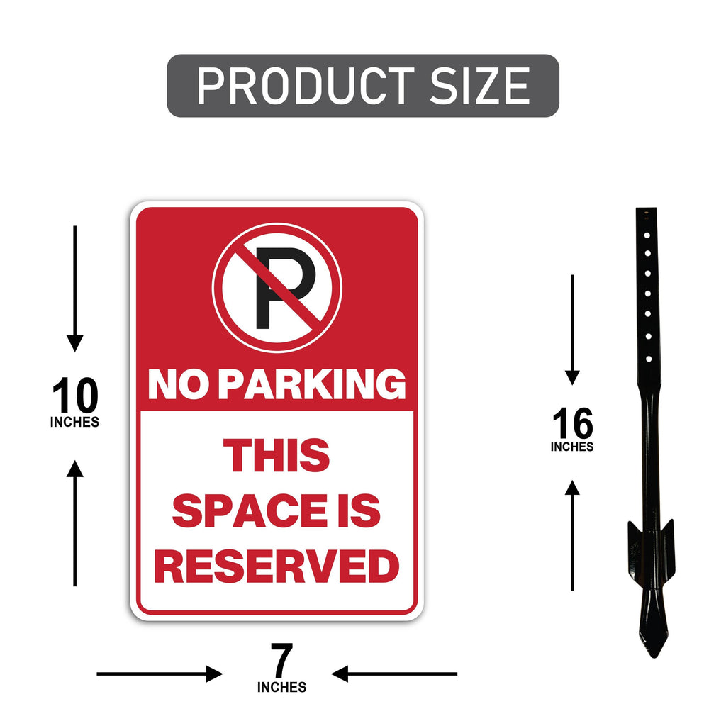 3 Pack No Parking This Space Is Reserved Yard Sign with 16" Stake, Aluminum Parking Restriction Sign, Outdoor Driveway Reserved Spot Marker