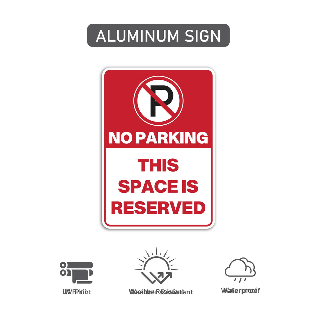 3 Pack No Parking This Space Is Reserved Yard Sign with 16" Stake, Aluminum Parking Restriction Sign, Outdoor Driveway Reserved Spot Marker