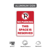 3 Pack No Parking This Space Is Reserved Yard Sign with 16" Stake, Aluminum Parking Restriction Sign, Outdoor Driveway Reserved Spot Marker