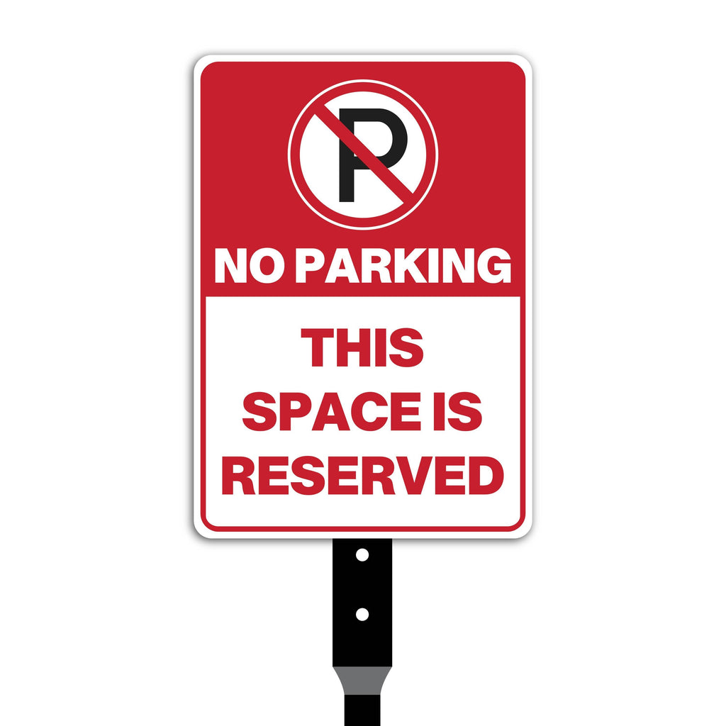 3 Pack No Parking This Space Is Reserved Yard Sign with 16" Stake, Aluminum Parking Restriction Sign, Outdoor Driveway Reserved Spot Marker