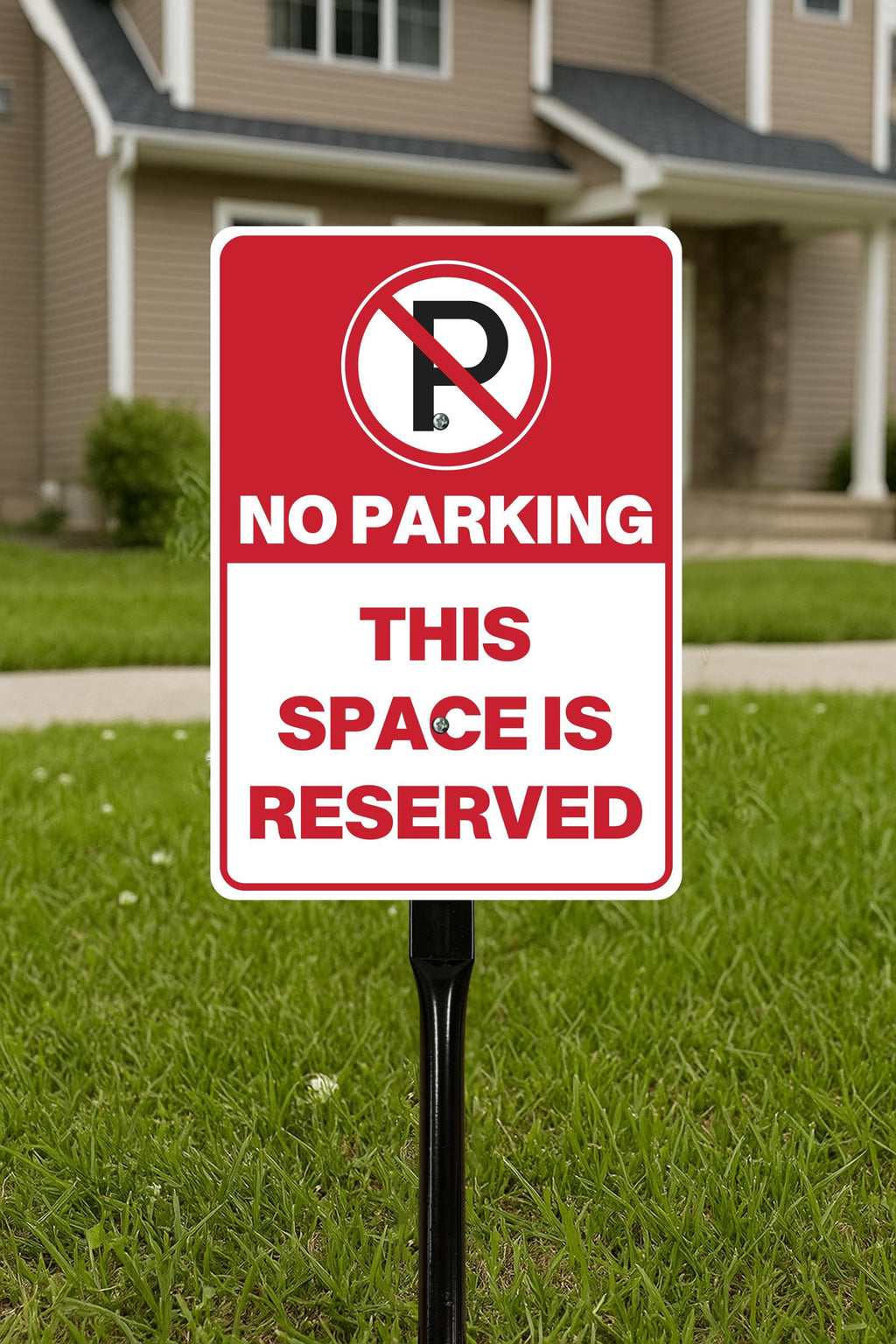 3 Pack No Parking This Space Is Reserved Yard Sign with 16" Stake, Aluminum Parking Restriction Sign, Outdoor Driveway Reserved Spot Marker