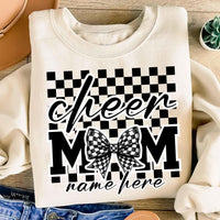 Checkered Coquette Cheer Mom Sweatshirt, Competition Day Shirt, Cheerleading Mama Sweatshirt