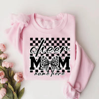Checkered Coquette Cheer Mom Sweatshirt, Competition Day Shirt, Cheerleading Mama Sweatshirt