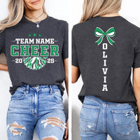Personalized Cheer Team Name Shirt, Custom Cheerleader Gift Shirt, Cheer Mom with Name Tee, Front Back