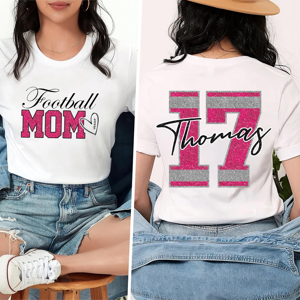 Custom Football Mom Shirt, Football Mama Shirt, Football Tee for Women, Front Back