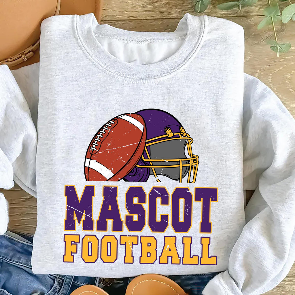Custom Mascot Football Sweatshirt, Personalized Mascot and Colors Shirt, School Spirit Football Sweatshirt