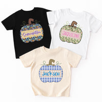Pumpkin Name Shirt, Fall Festival Toddler Shirt, Custom Toddler Plaid Shirt, Autumn Kids Tee, Personalized Fall Shirt, Cute Pumpkin Gifts